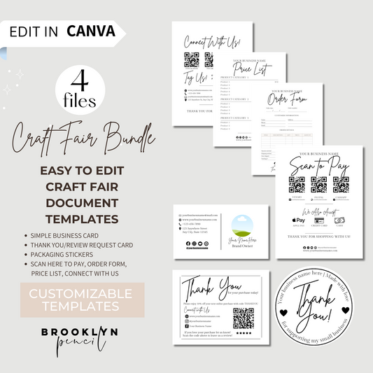 Craft Fair Printable Bundle - 4 Canva Files